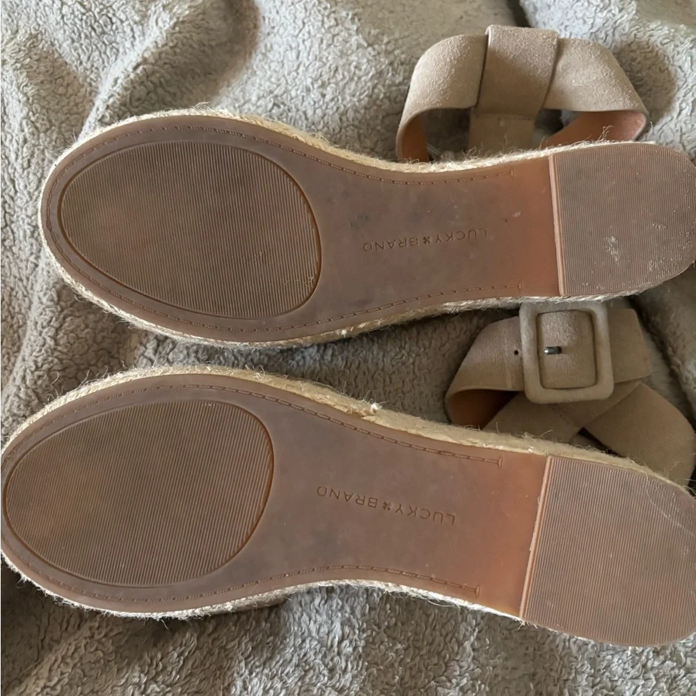 Lucky Brand Beige Espadrille Platform Sandals